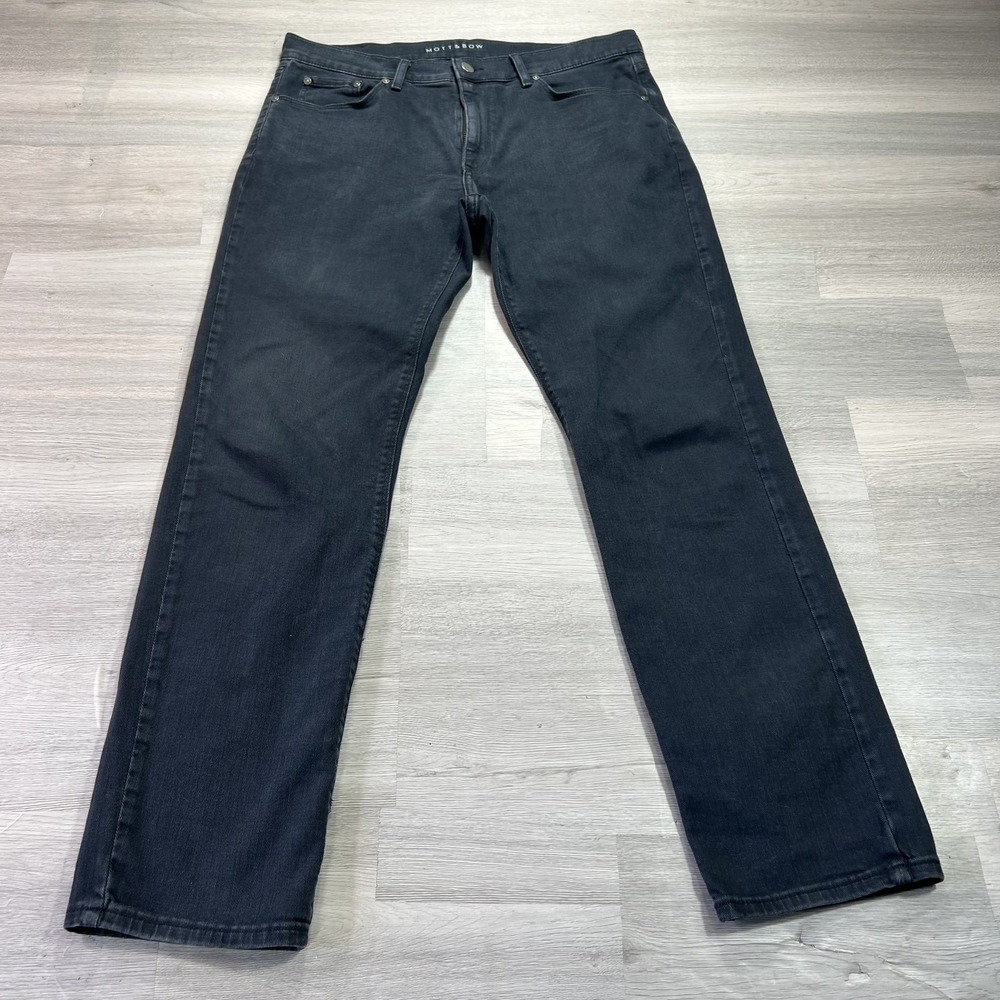 Mott & Bow Jeans Mens 34x32 Gray Slim Straight Stretch Denim Charcoal Wash Pants